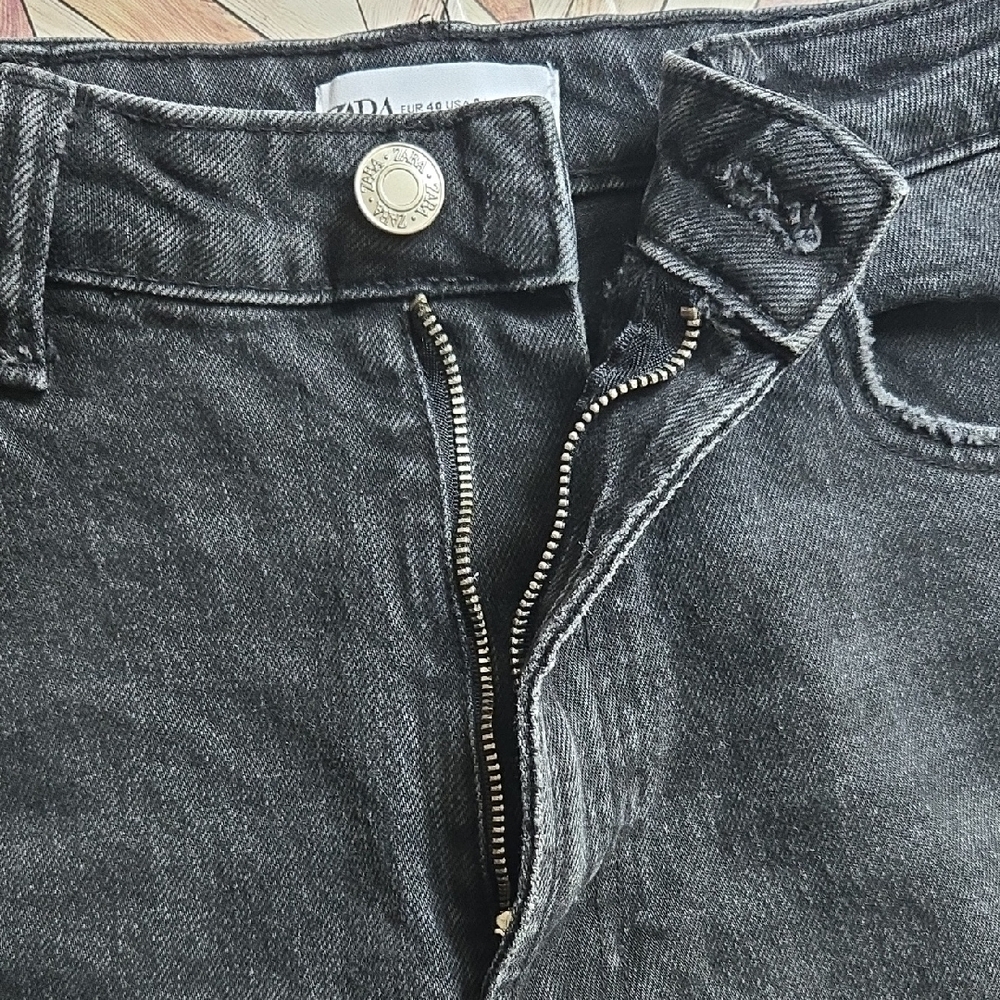 Zara Black Washed High Rise Straight Leg Jeans Size 8 Womens Denim - Picture 12 of 13